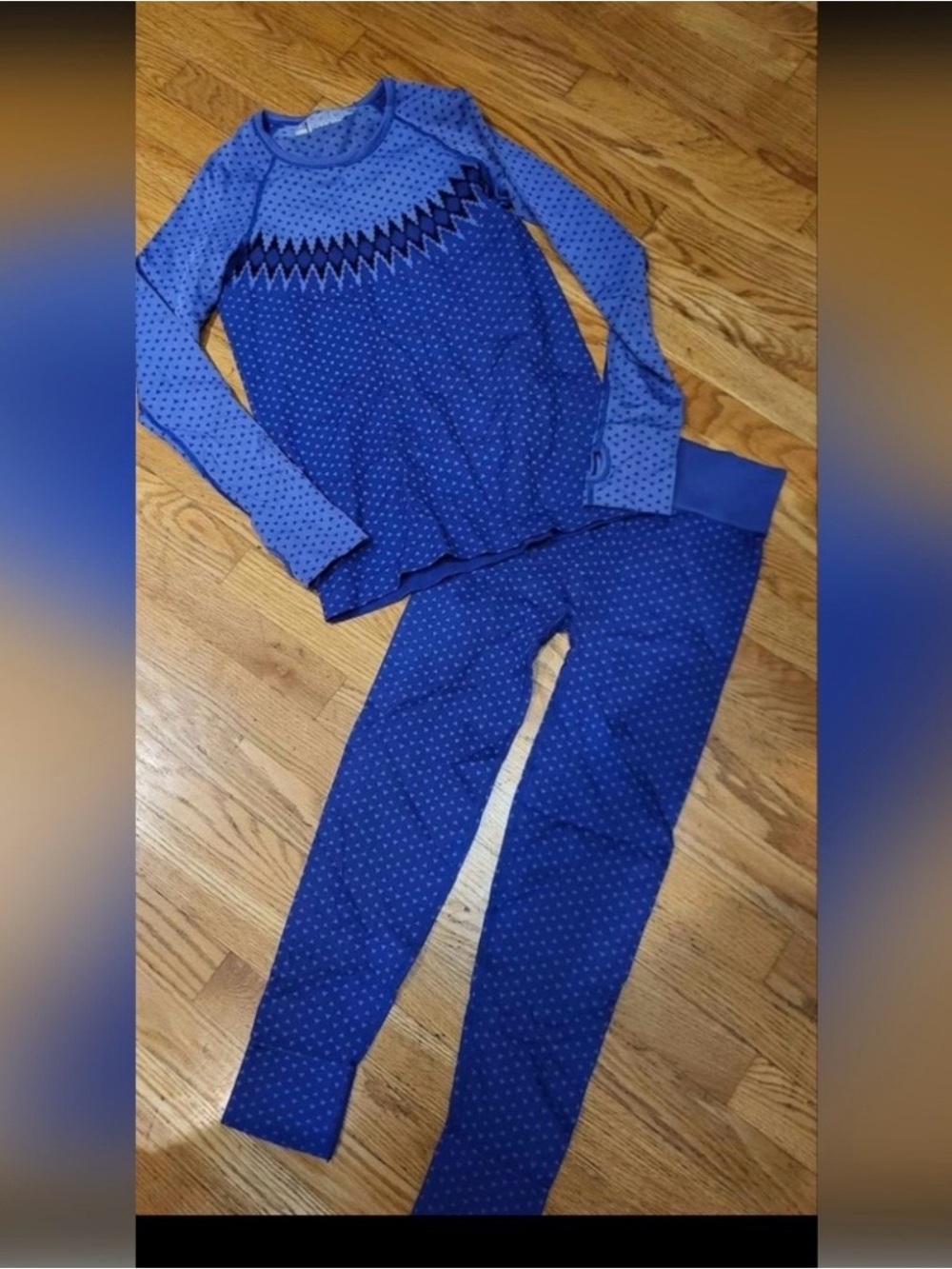 Victoria's Secret Royal Blue Thermal Legging Set with Microdot Print